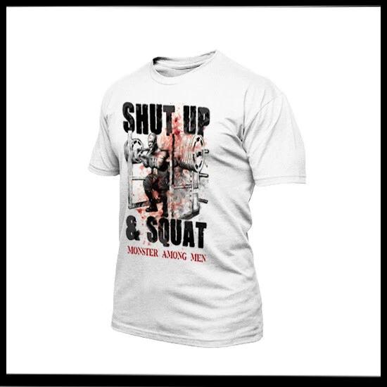 

Military Fitness Gym Motivation T-Shirt Shut Train And Eat Warrior Quote Workout L