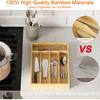 Bamboo Utensil Organizer for Kitchen Drawers, Utensil Tray and Cutlery Silverware Holder,Wood Drawer Dividers with 5 Slots