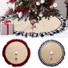Stylish Christmas Tree Skirt With Creative Red And Black Checkered Design For Festive Decor