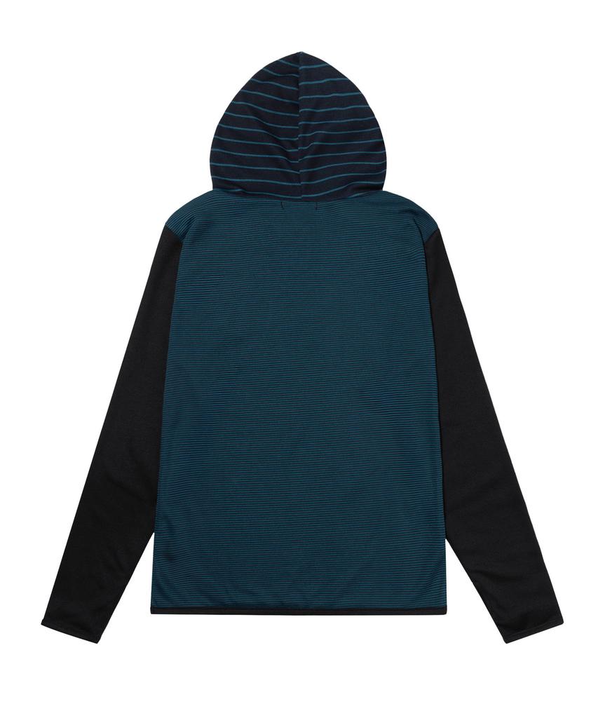 KAIFAI Panel Stripe Long Sleeve Hoodie (Blue) K26Qb223