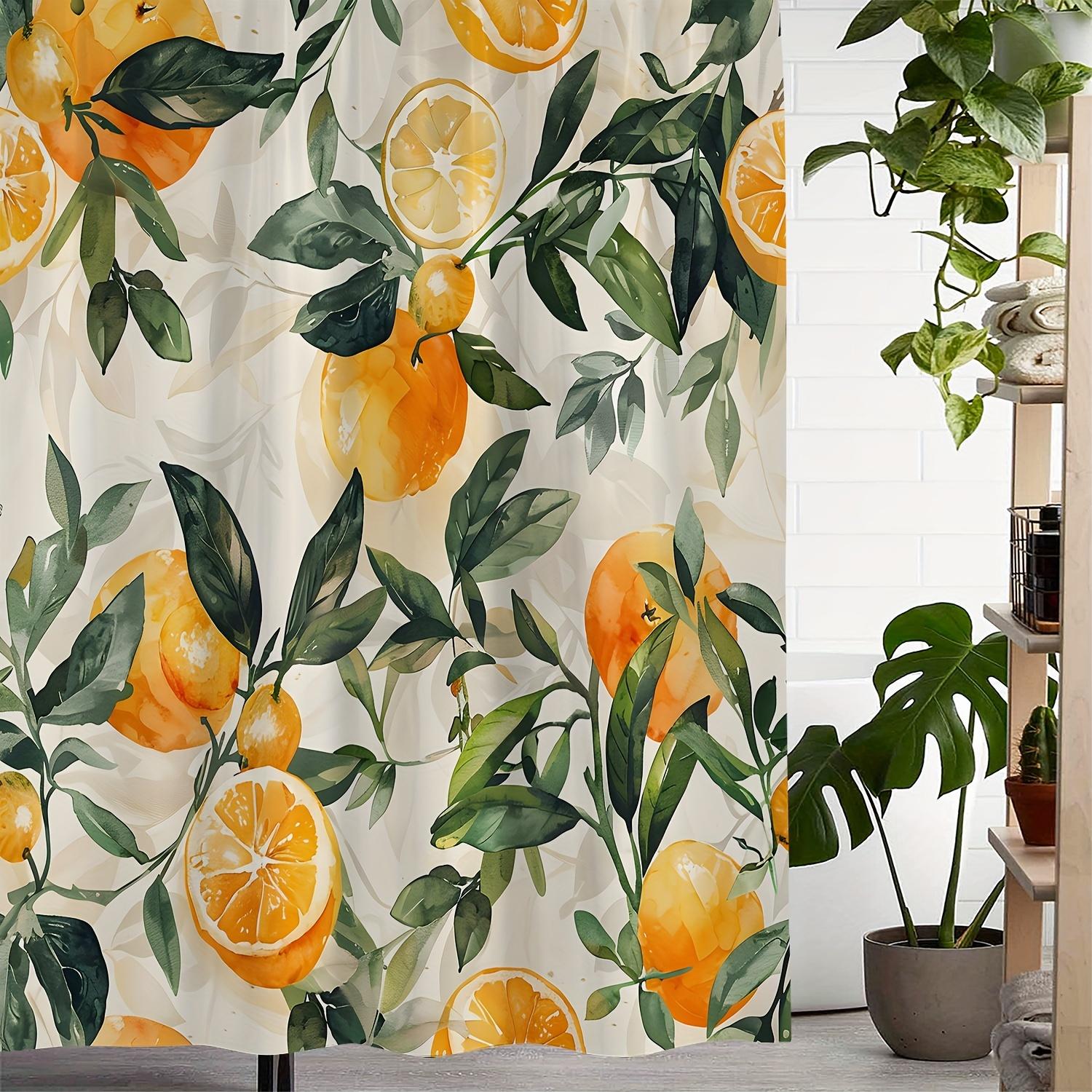 Шторка для душа «Цитрусовое наслаждение»: Сделайте вашу ванную комнату ярче с этим ярким дизайном, украшенным пышными апельсиновыми деревьями, сочными апельсинами, W90XH180cm