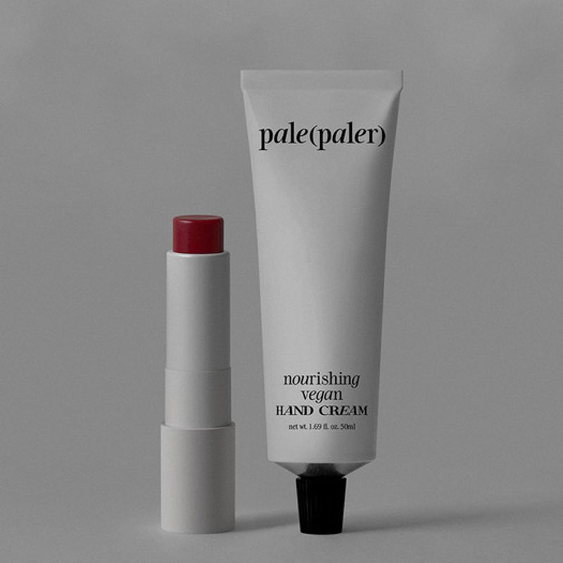 palepaler vegan fragrance-free hand cream & lip balm rudy set (red) Hand cream + #Ruddy