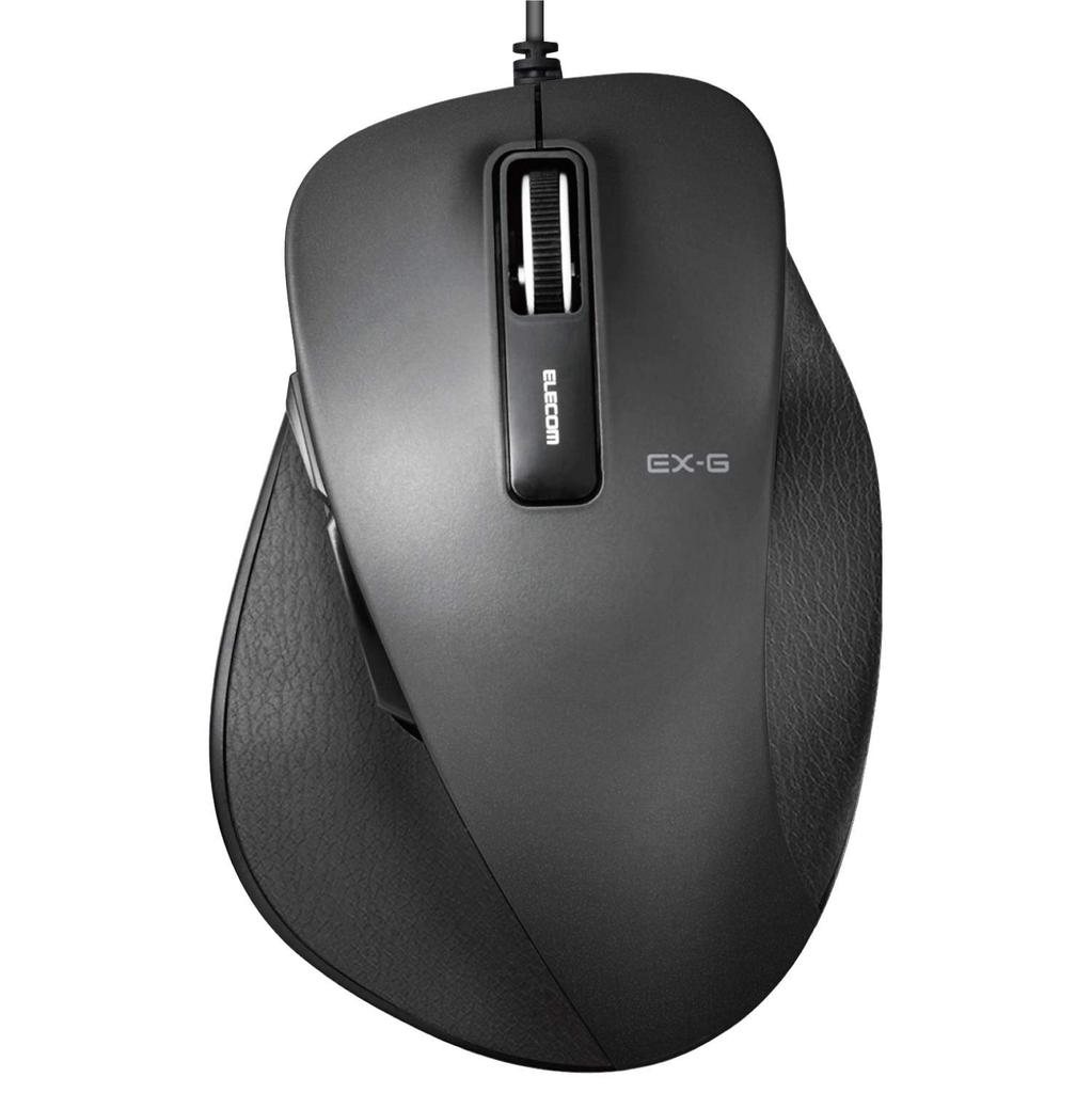 ELECOM USB Mouse, Wired, Large, 5 Buttons (with Back and Forward Buttons), Blue LED, Perfect Grip, Black, M-XGL10UBBK