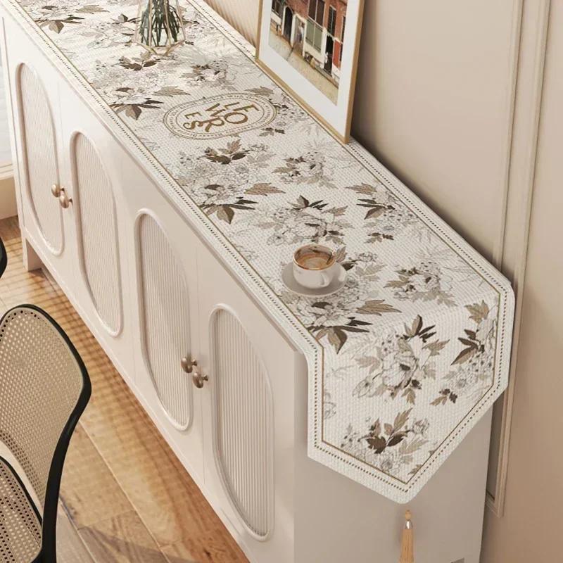 Cotton  Linen Tea Table Decoration Table Flag Light Luxury High-end Cover Cloth Dinner Side Cabinet Countertop Cushion Cloth