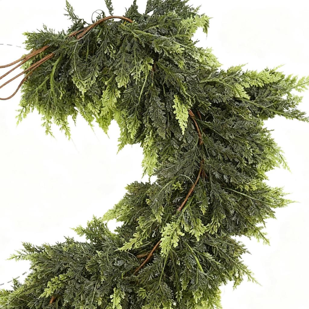 Artifical Green Pine Wreath Dense Christmas Vines Faux Garland for Fireplace Tree Mantel Outdoor Porch Indoor Stair Table Door