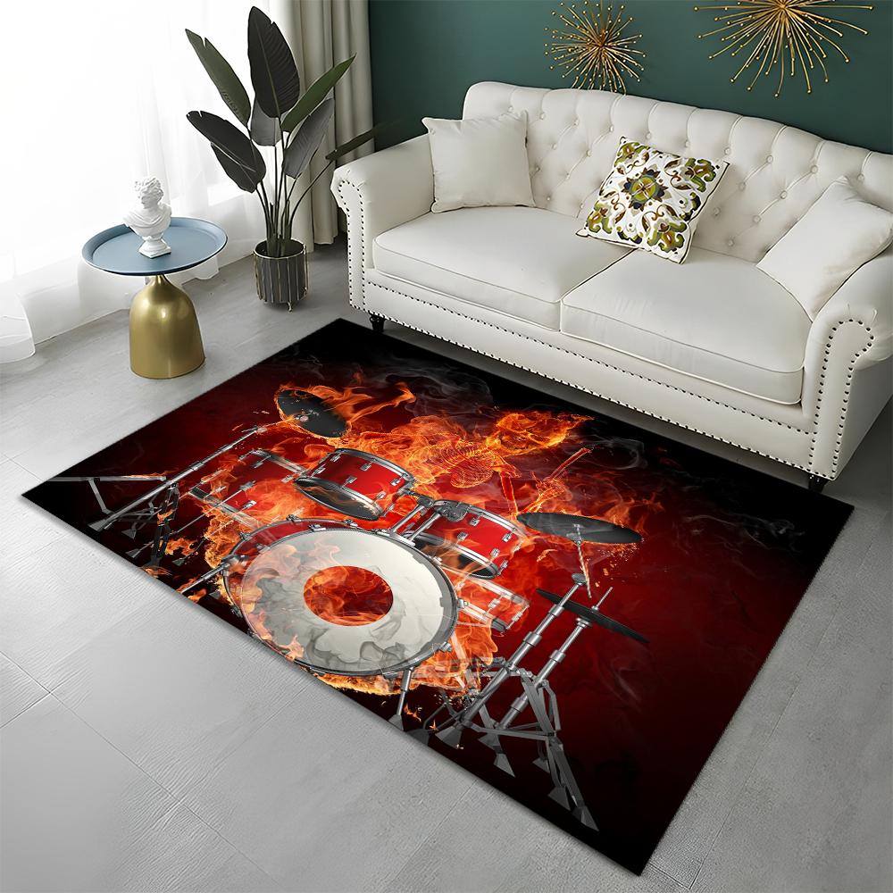 Music Instruments Drum Kit  Drum Set Carpet Rug for Home Living Room Bedroom Sofa Doormat Decor,kids Area Rug Non-slip Floor Mat