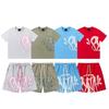 Unisex Streetwear Hip Hop Nadruk Puszysty Casualowy Zestaw Sportowy Luźne Szorty ze Sznurkiem Outfit