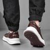 Men's shoes leather surface casual sports shoes new solid color versatile sports soft sole heightening travel shoes running shoes