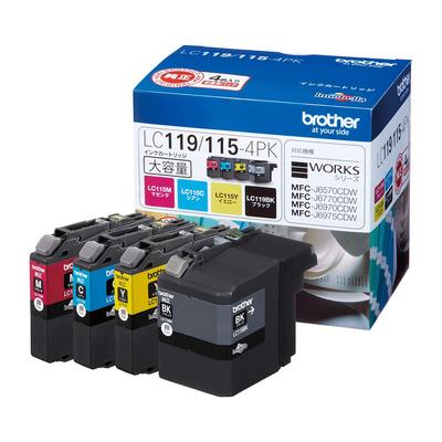Brother Industries mürekkep kartuşu paketi Uyumlu model [brother orijinal] 4 renk (geniş kapasite) LC119/115-4PK numaraları MFC-J6973CDW, MFC-J6770CDW,