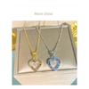 Women Colorful Full Zircon Heart Shaped Titanium Steel Clavicle Necklace