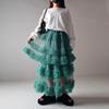 Japanese Style Spring/Summer Women's A-Line Midi Skirt with Anti-Exposure Hand-Stitched Three-Layer Net Yarn