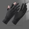 Summer ice silk gloves new splicing sunscreen UV protection cool breathable non-slip driving full finger riding gloves