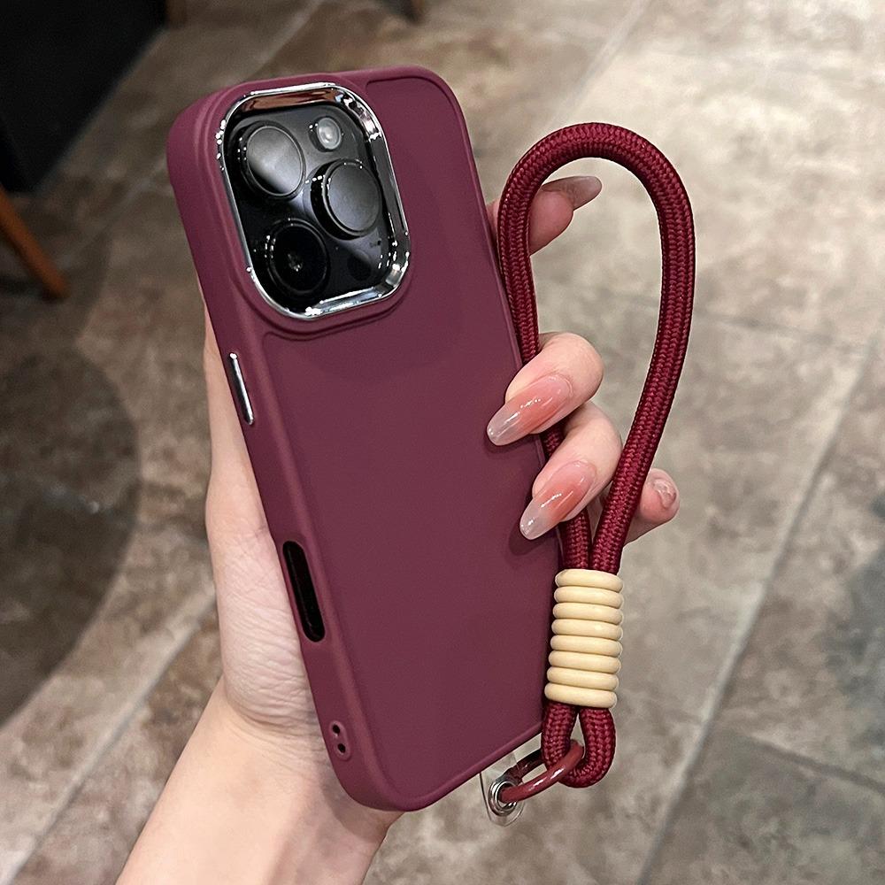 Luxury Soft Silicone With Lanyard Phone Case For iPhone 11 12 13 14 15 16 Pro Max Plus Shockproof Bumper Cases Cover
