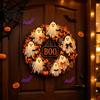 Herbst-Haustürdeko Halloween Boo Geist-Kranz Gruselige Hängedekoration mit Kürbissen Eingangsschmuck Und Spinnweben für Veranda Bauernhaus