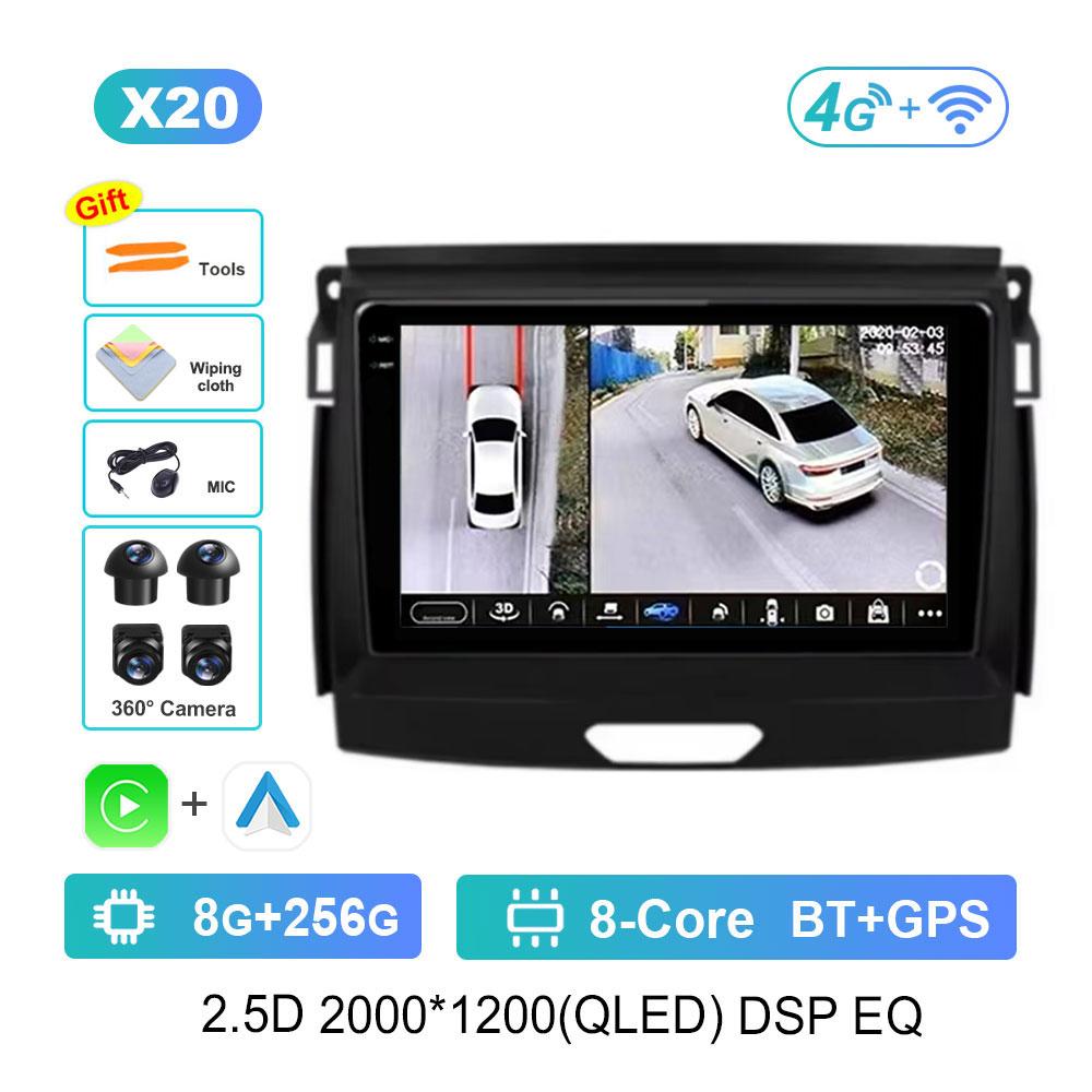 Car Video Multimedia Player Bluetooth Carplay for Ford Ranger 2015 - 2020 WiFi 4G Android OS GPS Navi 2.5D Screen Auto Tools