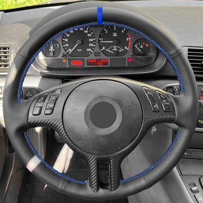 Autopříslušenství Potah volantu Mikrovlákno Kožená výplň modrý pruh Pro BMW E46 Coupe 2000-2006 E39 X5 E53 Z3 E36 2000-2003