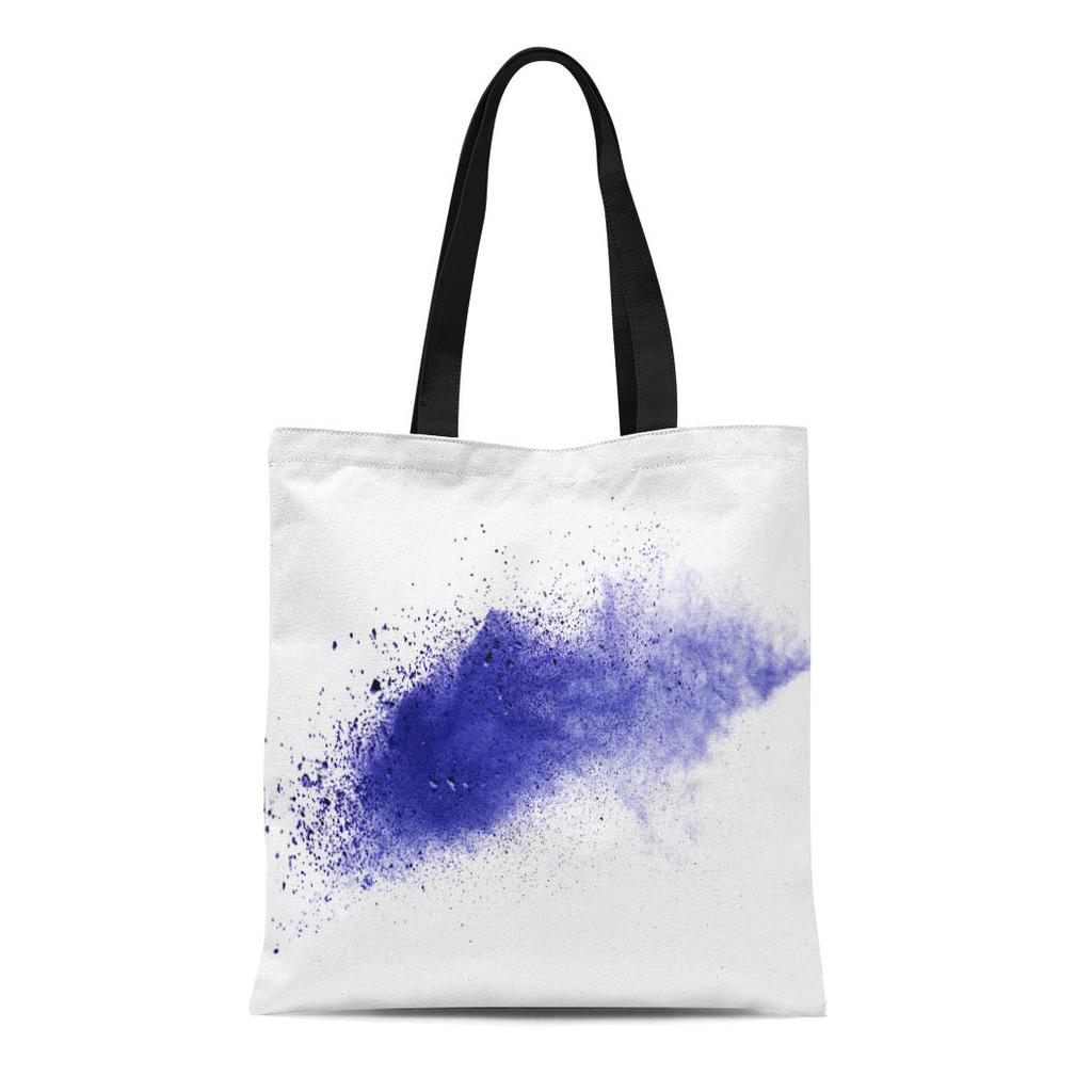 Canvas Bag Resuable Tote Grocery Shopping Bags Blue Powder Explosion on ...