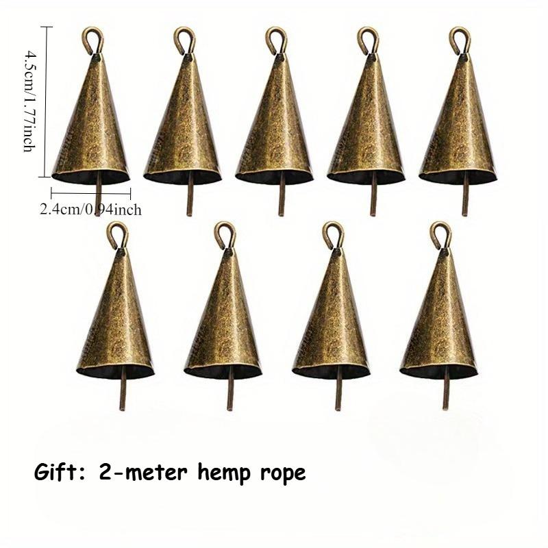 9pcs Vintage Bell Set, DIY Metal Wind Chime with Christmas Bells, Retro Golden Cowbells for Decor – For Christmas,Thanksgiving