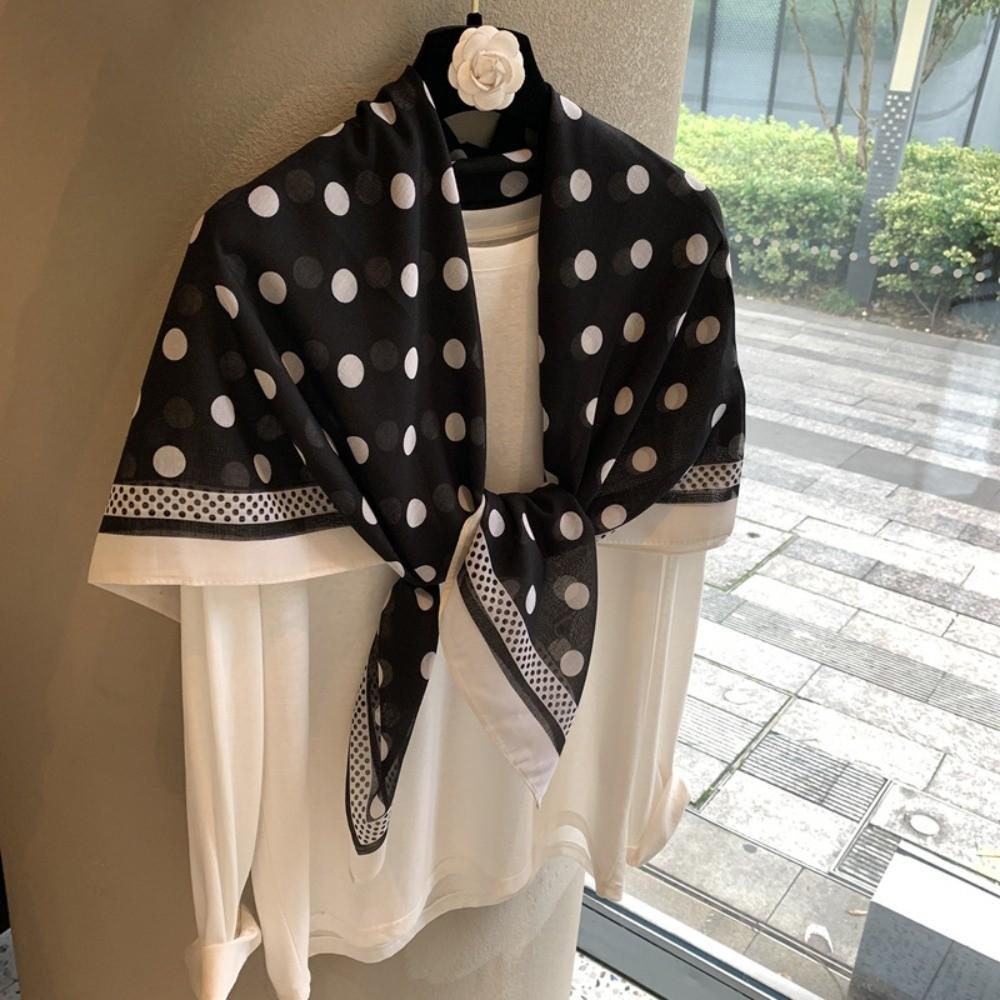 110*110cm Soft Square Scarf Polka Dot Women Hairband Fashion Silk Scarf for Women Girls