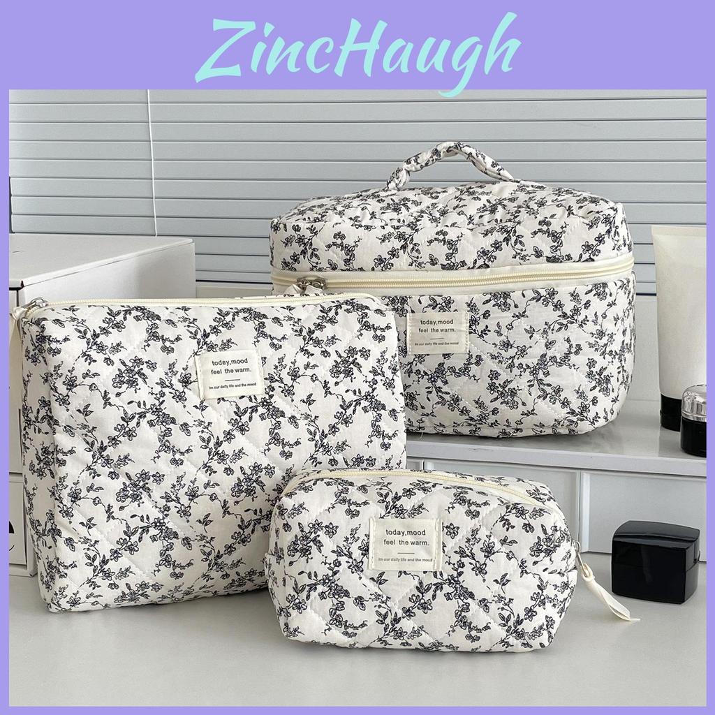 Cotton Floral Travel Makeup Bag With Large Capacity For Daily Use