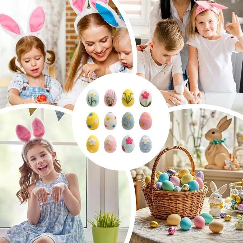 Easter Egg Decorations Kit Wool Felt Foam Easter Eggs For DIY Crafts,Home Decor,Kids Gifts