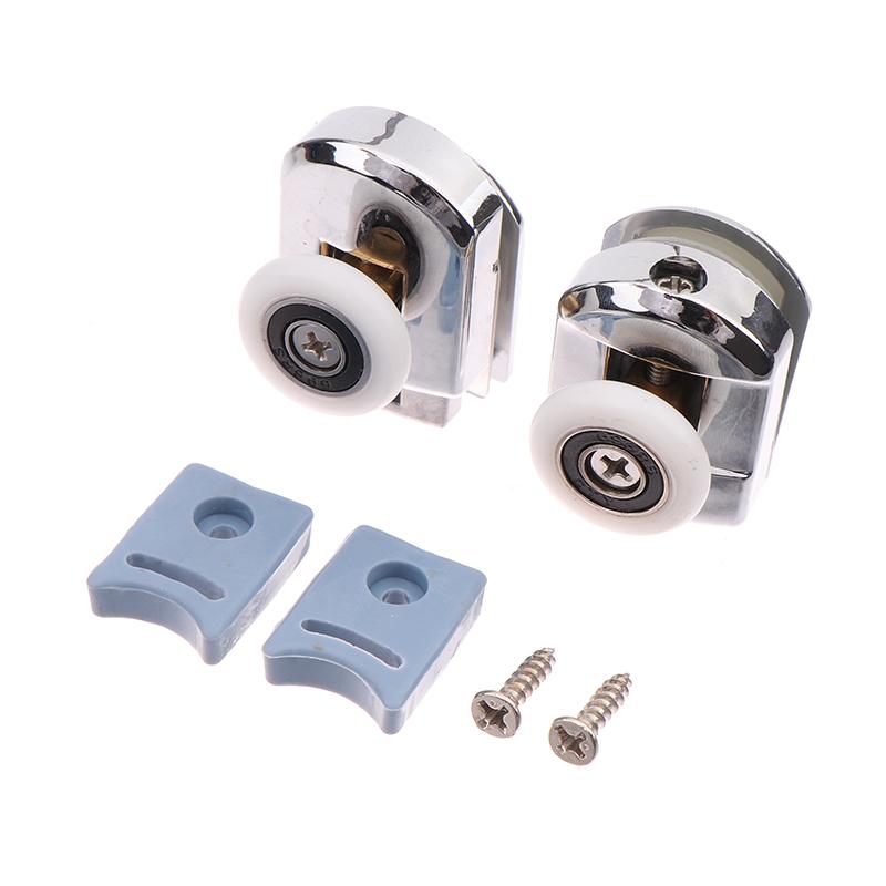 2Pcs 23/25Mm Porta de Chuveiro Rolos Superiores Liga de Zinco Roda Dupla Porta de Chuveiro Deslizante Rolamento de Rolos Corredores de Roda Substituição