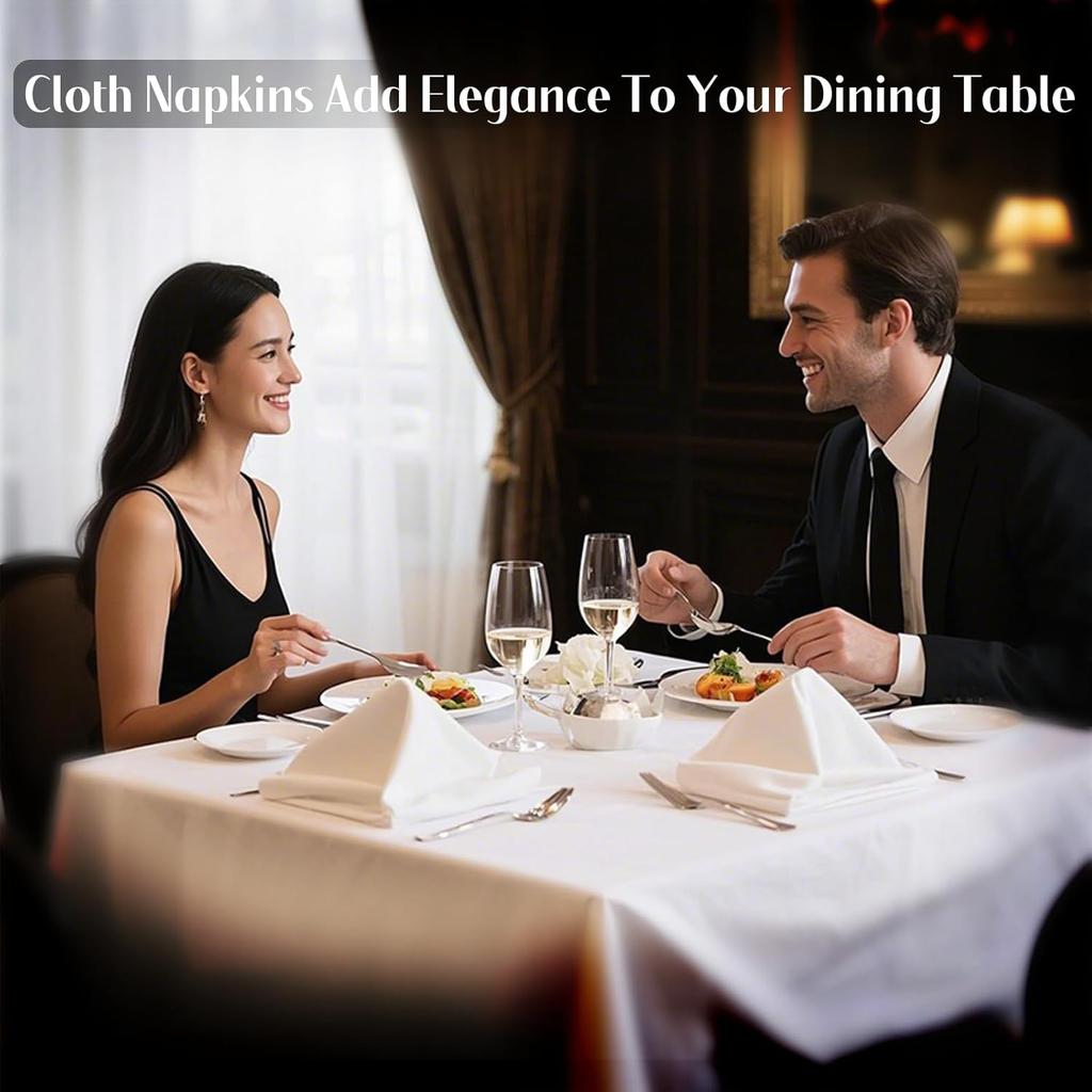 Cloth Napk Washable - Cloth Napk Set of 12 White 17x17 Inches Dinner Napk,Soft,Washable,Reble Napk Cloth for