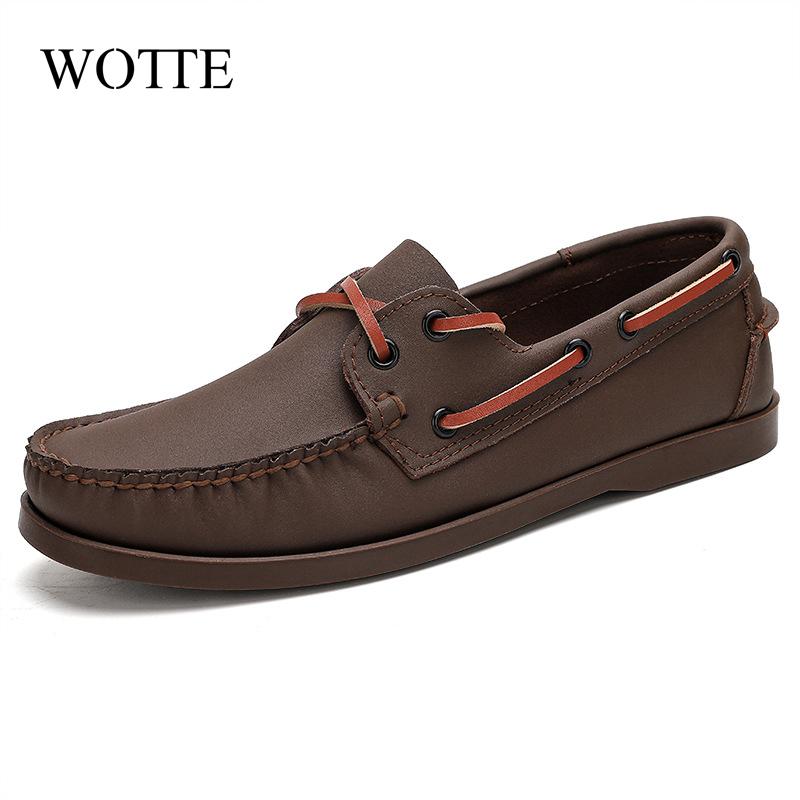 Fashion Mens Loafers Casual Leather Flats Shoes Breathable Slip On Shoes for Male Work Office Driving Sneakers Comfortable Zapatos