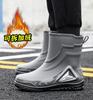 Autumn And Winter Non-slip Rain Boots For Men Warm Rain Boots, Velvet Waterproof Shoes, Kitchen Plastic Work Shoes Fishing Shoes