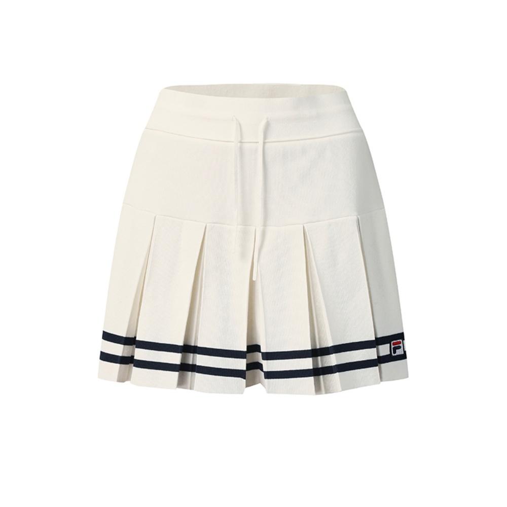 Fila Tennis Fashion Minimalist Classic Retro Sports Pleated Casual Skirt Women Skirts Egrets-White A11W543307FWT