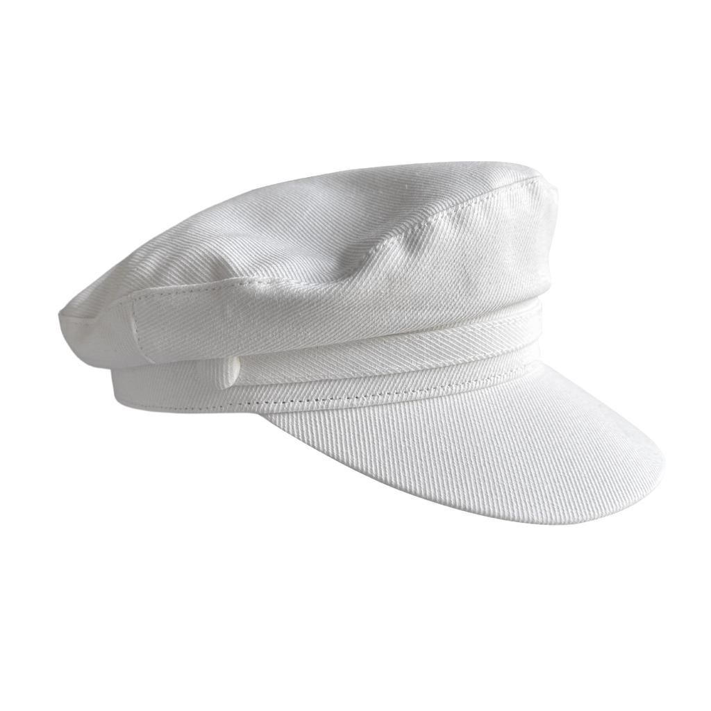 Cappello da Marinaio Bianco in Cotone Traspirante Classico a Testa Piatta Cappello Blu Scuro con Visiera Corta Casual Britannico Cappello Newsboy per Uomo Donna