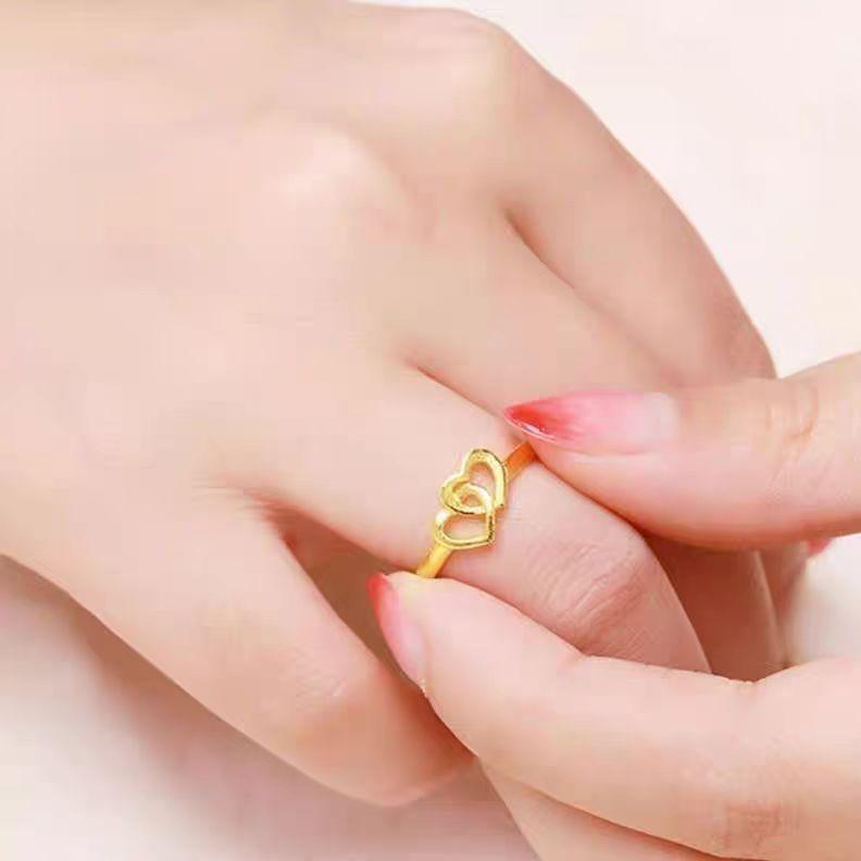 Internet Celebrity Anti-Sand Gold Double Love Adjustable Open Index Finger Ring