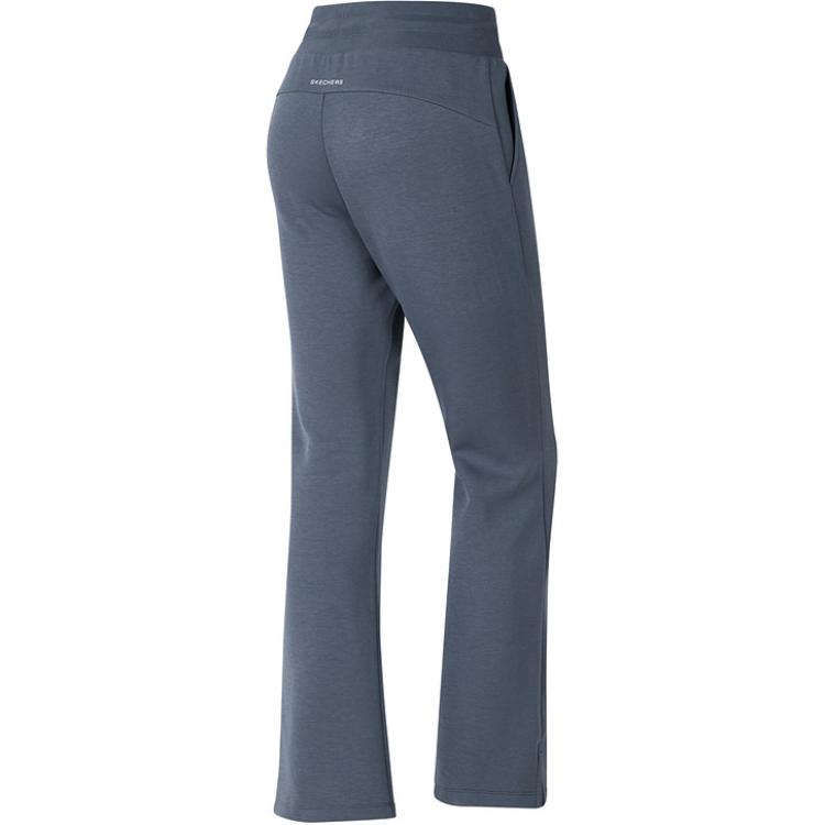 Skechers Goknit Comfortable Sports Series Soft Fashion Knitted Solid Color Lace-Up Wide-Leg Casual Pants Women Bottoms Embossed-Gray P324W015-02GB