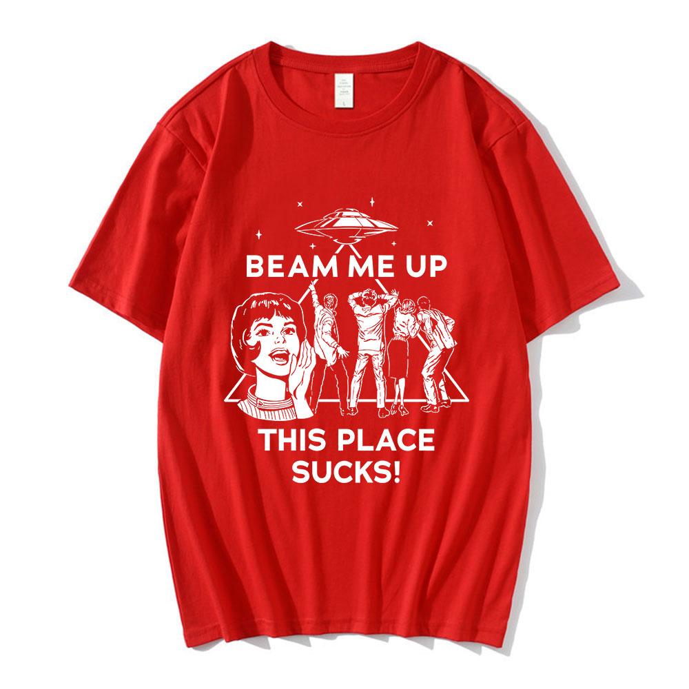 

Beam Me Up This Place Sucks Eddie Munson Demogorgon T Shirt Unisex Women Cotton Casual Tshirts Fashion Short Sleeves Tshirt Tops S