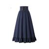 Gonna Lunga da Donna Medievale Vintage Estiva Vita Alta Linea ad A Vittoriana Lunga Steampunk Gotica Ruffle Pieghettata Gonna da Festa