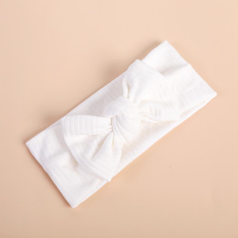 2022 Organic Cotton Baby Bow Knot Knitted Ribbed Infant Newborn Headbands for Babies 18 Colors Baby Accessories