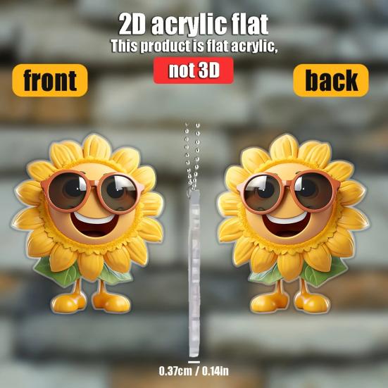 Sunflower Car Rearview Mirror Pendant Acrylic Auto Ornament for Christmas Tree Lightweight Hanging Decoration