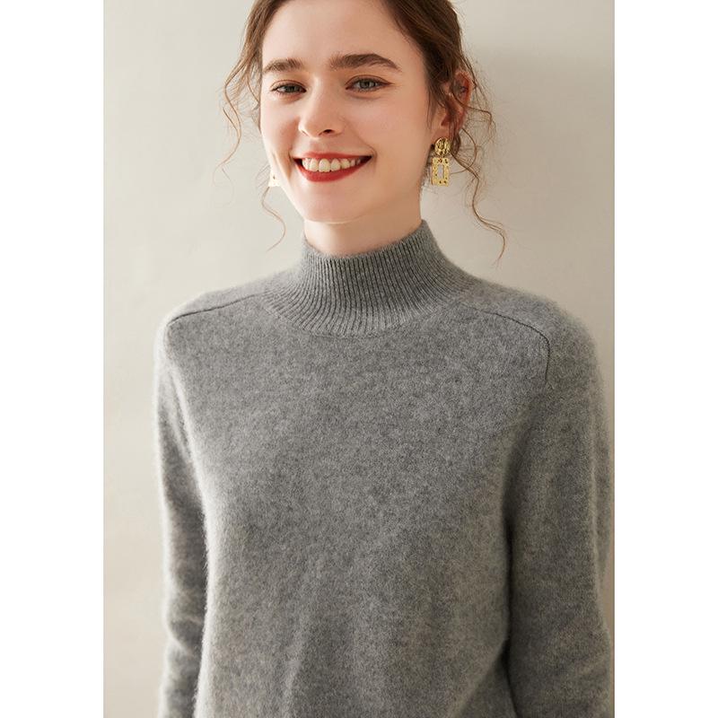 

Женский утолщенный кашемировый свитер с плечом-погоном и полувысоким воротом - осенне-зимний теплый пуловер в стиле темперамент. XL (125-135 jin)