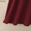 ZANZEA Women Casual Square Collar Elegant Short Sleeve Long Dress