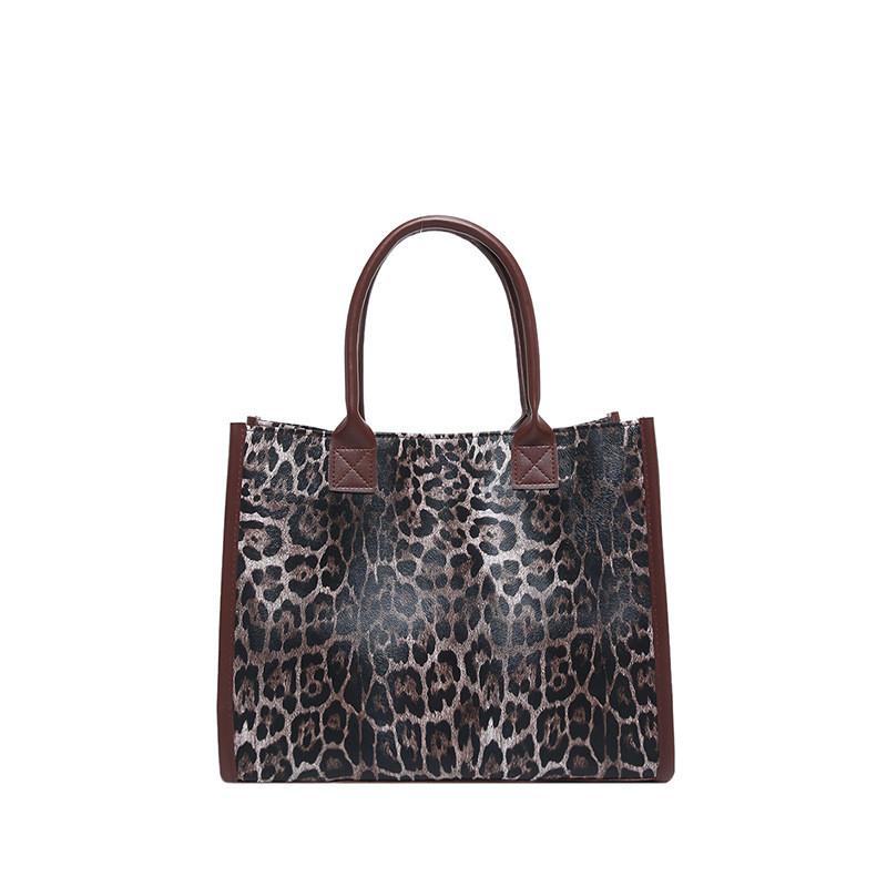 Contemporary Large Tote Bag With Stylish Leopard Pattern And Comfortable Double Straps Shoulder