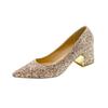 Pointed elegant Wedding Shoes Plus Size Shallow High Heels Pumps Ladies Thick Silver Glitter Heels Pumps Women Luxury footwear