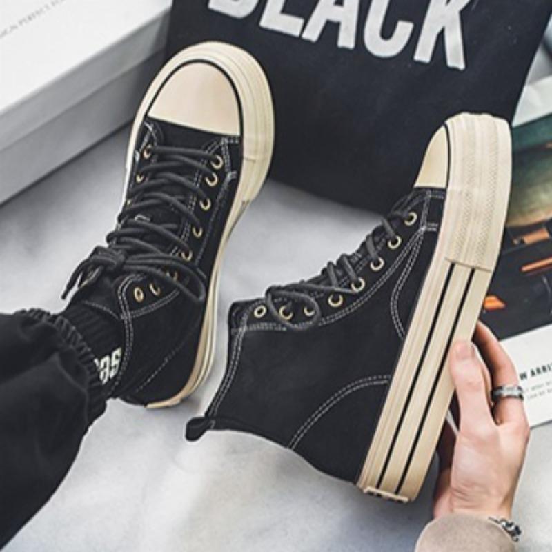 Fashion Couple Sneakers Classics Denim Canvas Shoes Fashion High Top Casual Shoes Platform Vulcanized Shoes for Men Lace Up Ankle Boots
