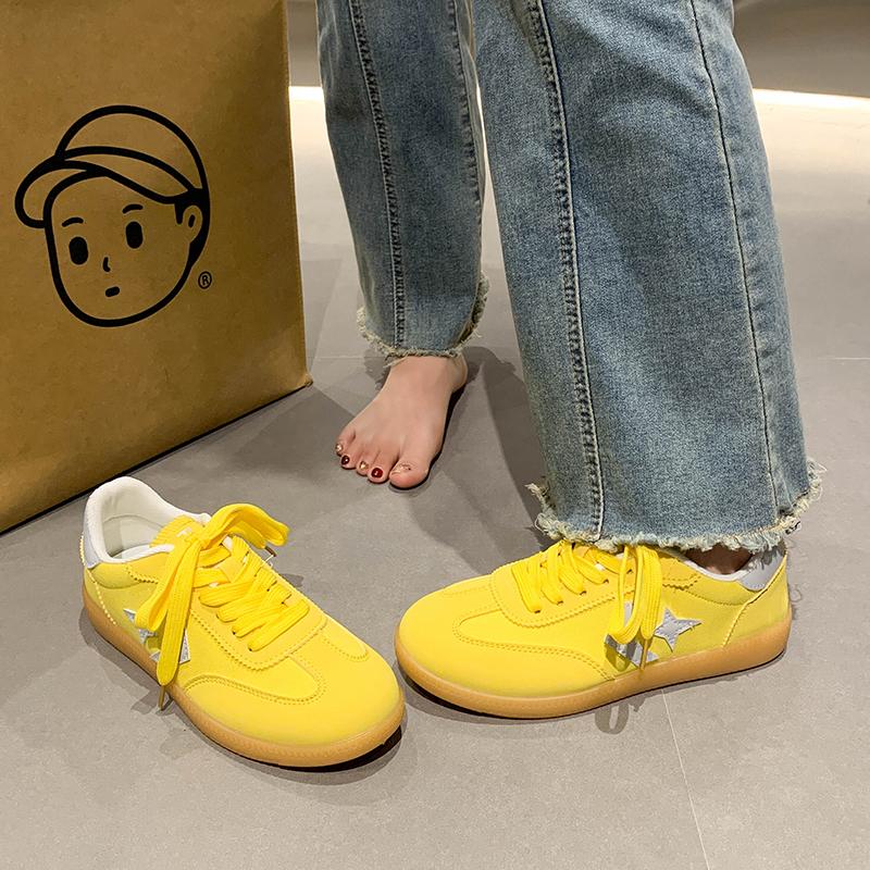 Fashion Spring and Autumn Fashion Trimmed Thick-soled Women's Sports Shoe Lace-up Flat-soled Couple Style Moral Training Shoes Plus Size