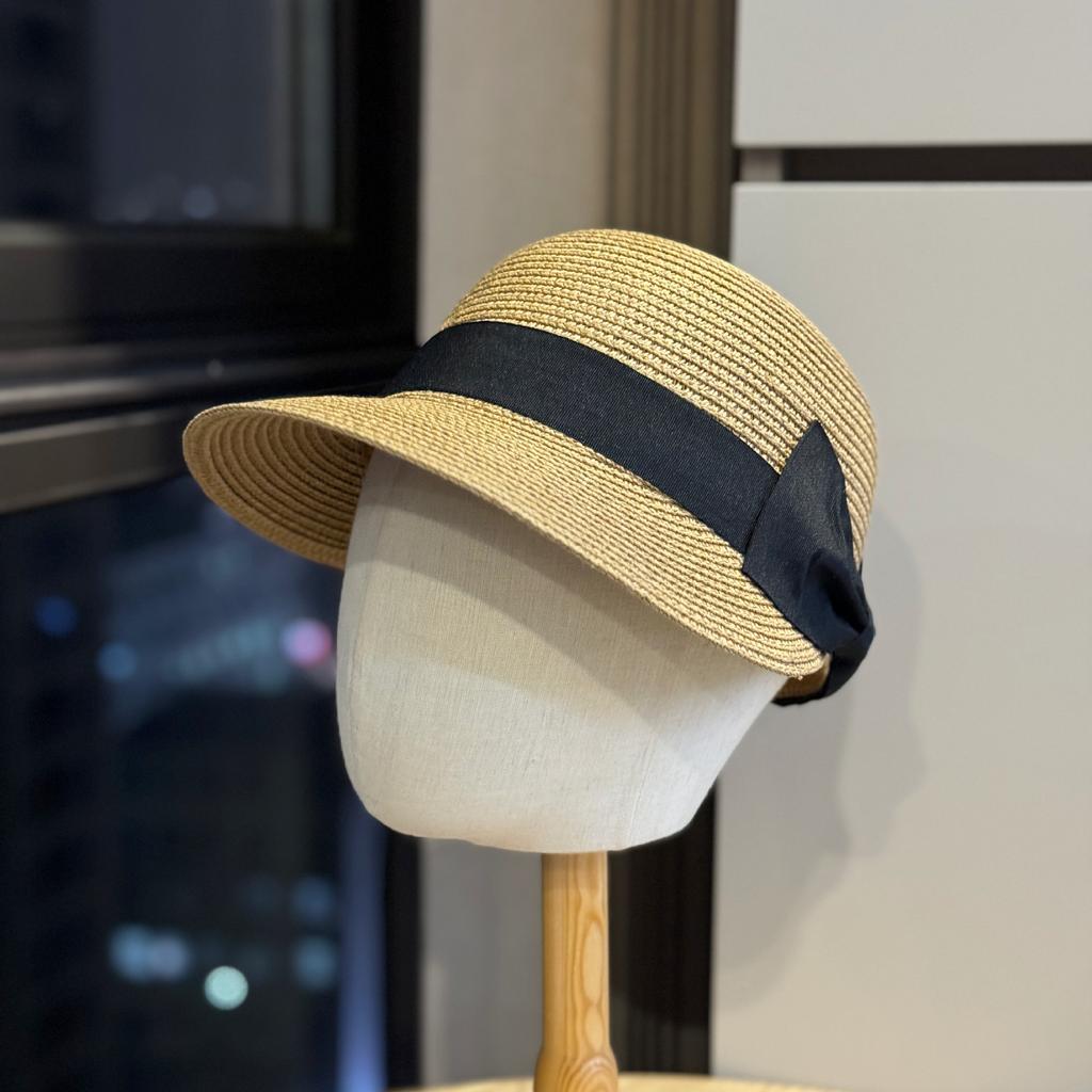 New bow straw cap children show their faces small summer straw hat travel sunscreen sunshade equestrian hat