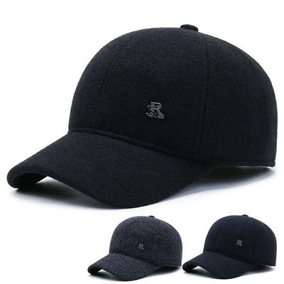Hat Men's Autumn and Winter Wool Baseball Cap Versatile Middle-aged and Elderly Fleece Warm Cap Dad's Ear Protector Cap