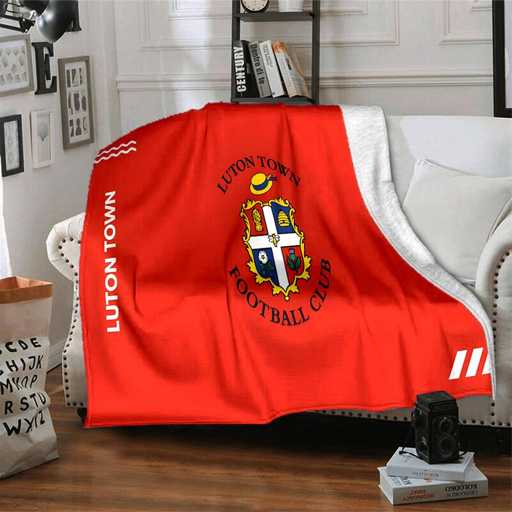 Luton Town Crest Flannel Blanket, Soft Polyester, Modern Design, All-Season for Camping, Travel, Gifts for holidays or birthdays