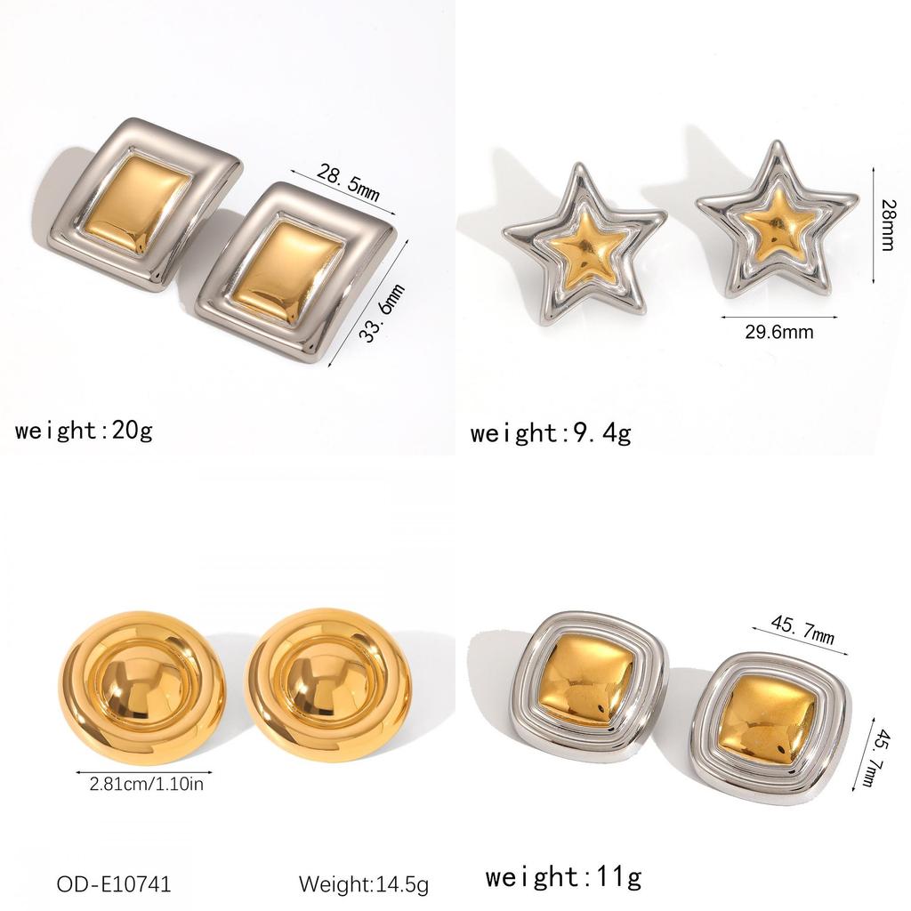 Boucles d'oreilles Géométriques Cœur Étoile en Acier Inoxydable pour Femmes
