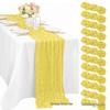 Bali Bohemian Crinkled Gauze Table Runner – Semi-transparent Twist, Festival Wedding Style.