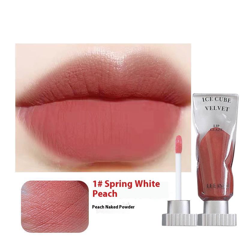 Transparent Pigment Ice Velvet Lip Glaze Matte Lipstick Long-Lasting Pure Color Non-Stick Cup Formula