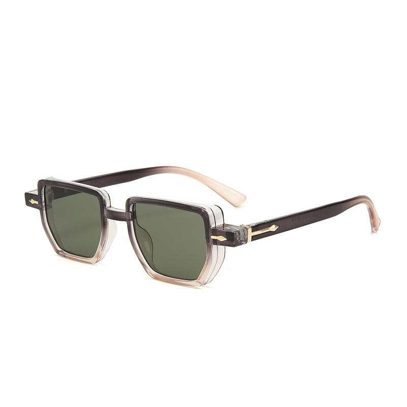 Vintage Polygon Square Women Sunglasses Fashion Clear Ocean Lens Shades UV400 Men Rivets Sun Glasses Oculus